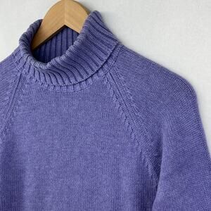 Vintage LANDS END Sweater Womens S 6-8 Turtleneck Pullover Jumper Purple Japan